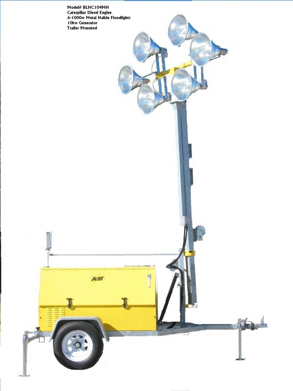 SIX LIGHT Electric Powered  Metal Halide Light Tower Package.